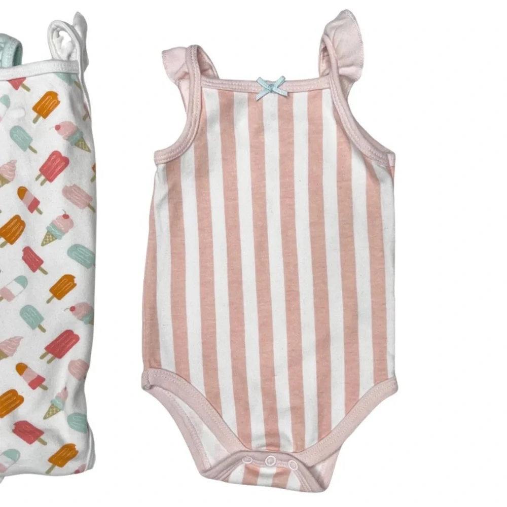 Hudson Baby Ice Cream And Stripes‎ Onesies